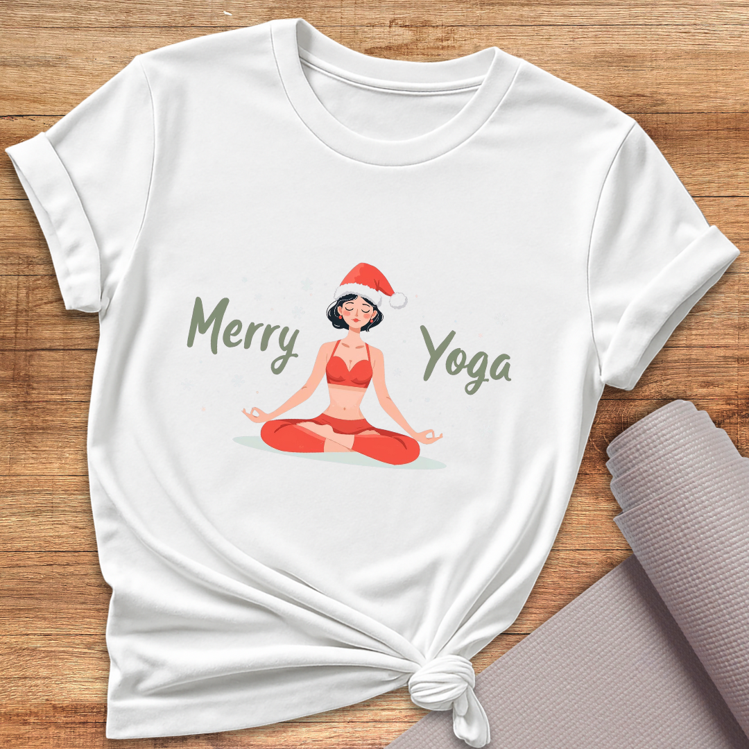 Weisses Merry Yoga T-Shirt