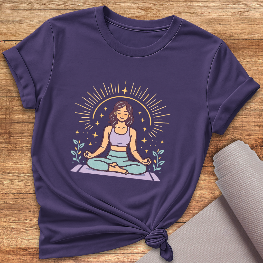 Cartoon Woman Yoga T-Shirt