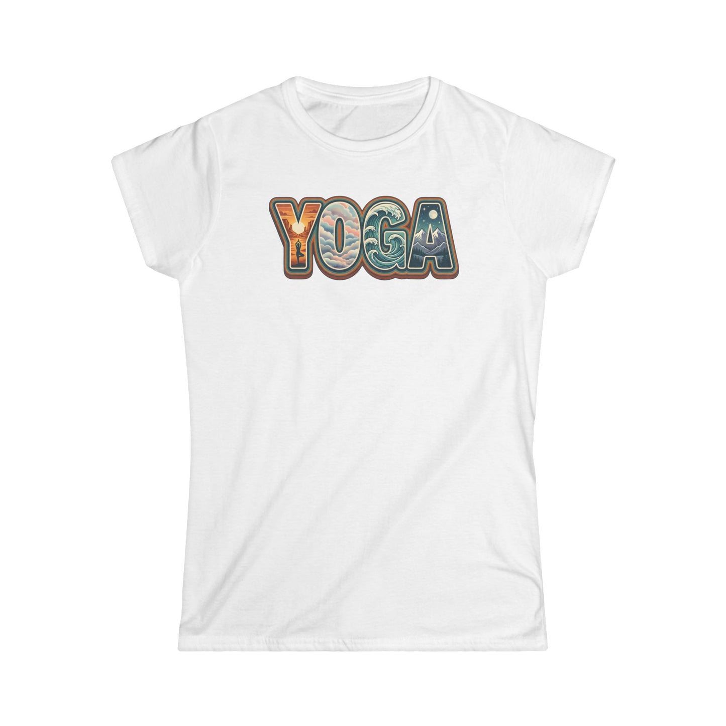 Yoga Women’s Tee — Retro Floral 'YOGA' Graphic Shirt