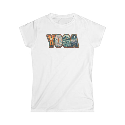 Yoga Women’s Tee — Retro Floral 'YOGA' Graphic Shirt