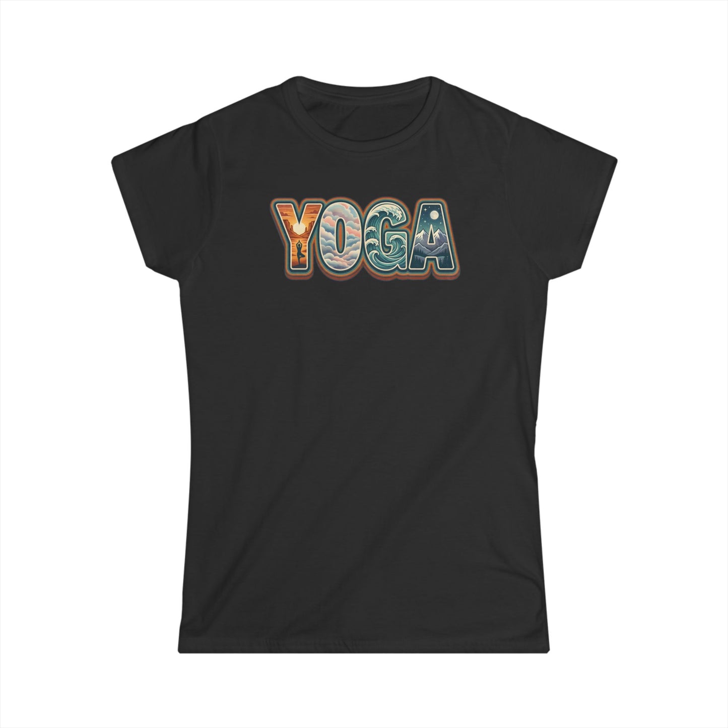 Yoga Women’s Tee — Retro Floral 'YOGA' Graphic Shirt