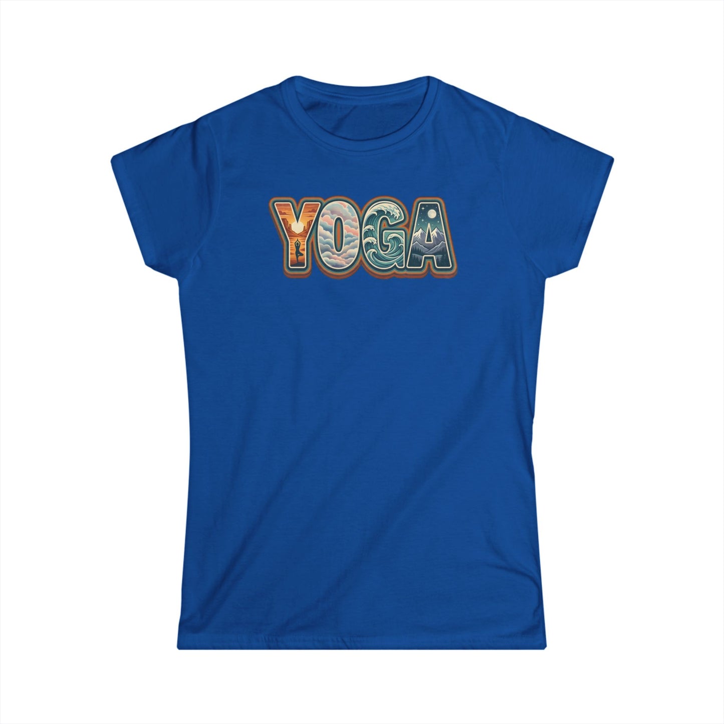 Yoga Women’s Tee — Retro Floral 'YOGA' Graphic Shirt