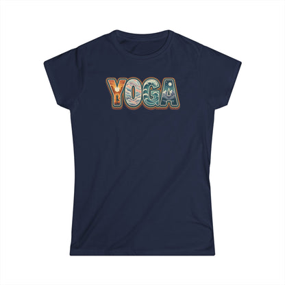 Yoga Women’s Tee — Retro Floral 'YOGA' Graphic Shirt