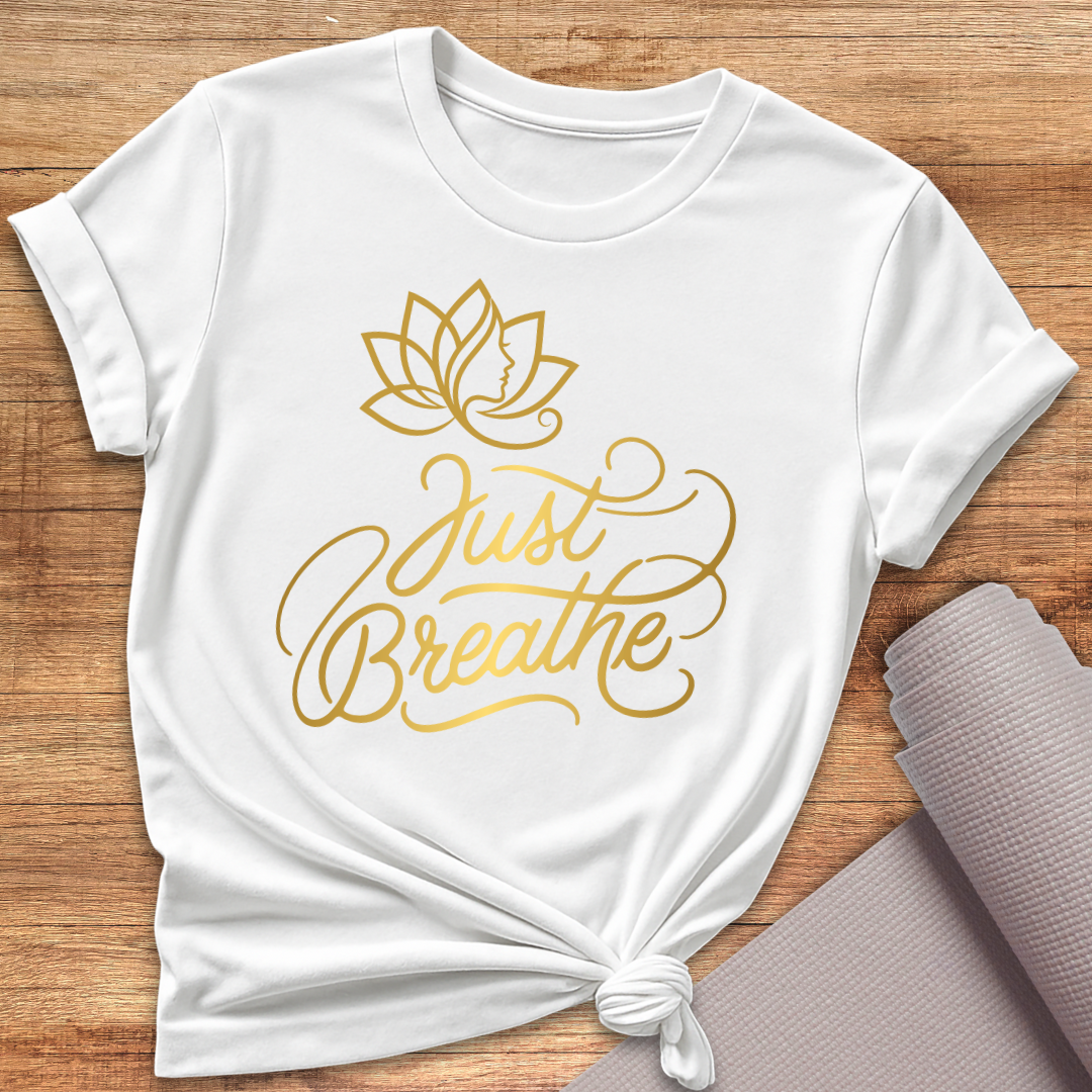 Just Breathe Goldschrift T-Shirt