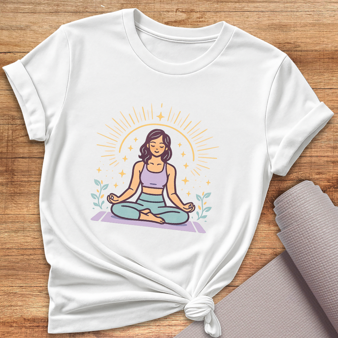 Cartoon Woman Yoga T-Shirt