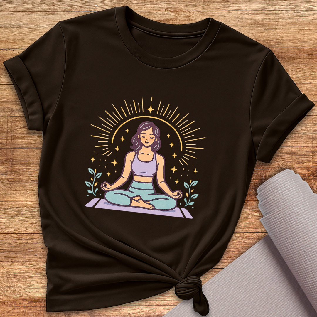 Cartoon Woman Yoga T-Shirt
