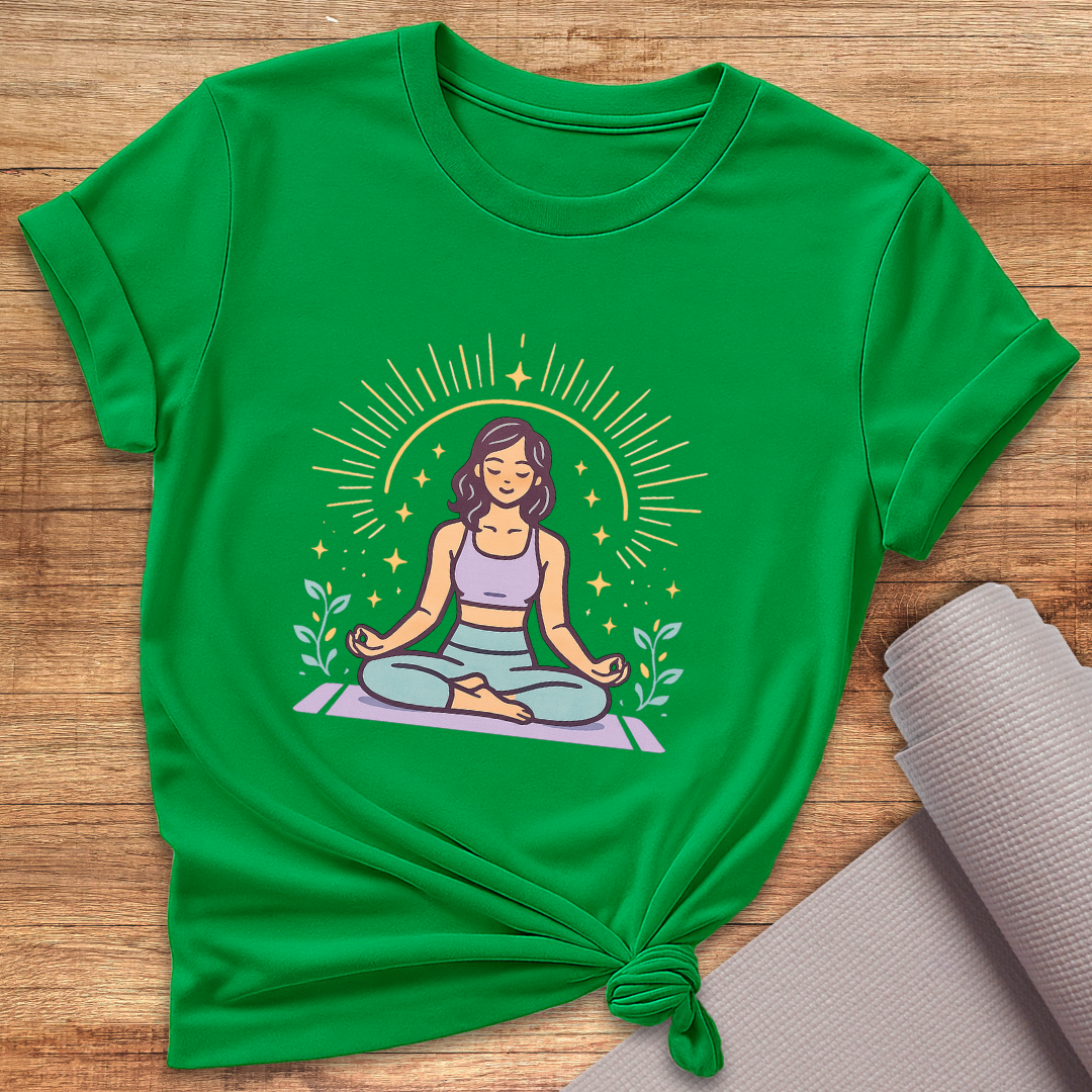 Cartoon Woman Yoga T-Shirt