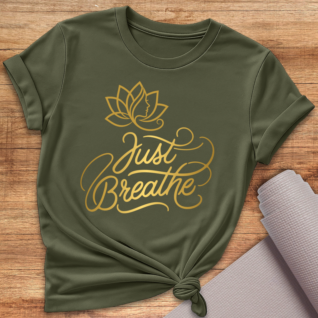 Just Breathe Goldschrift T-Shirt