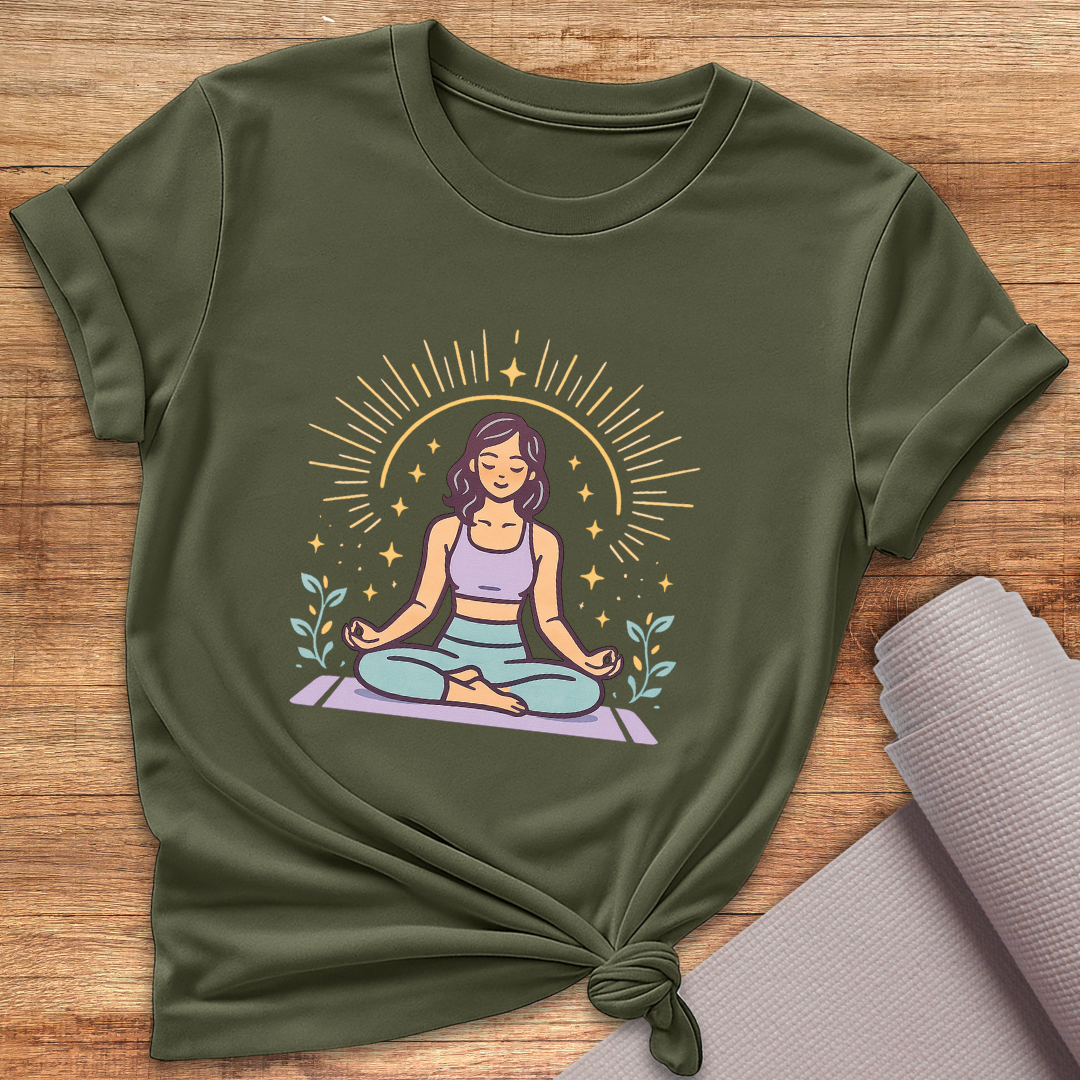 Cartoon Woman Yoga T-Shirt