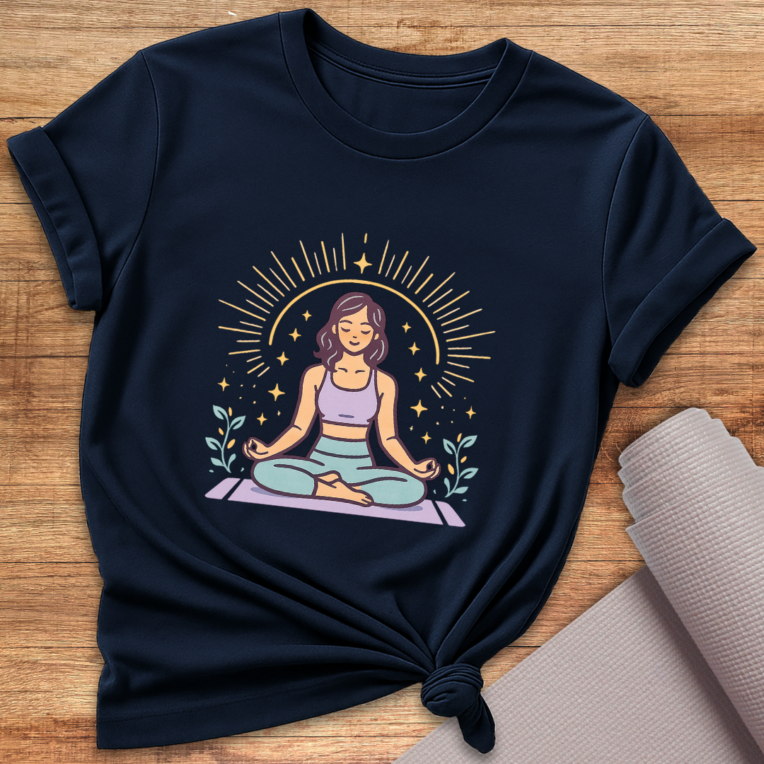 Cartoon Woman Yoga T-Shirt