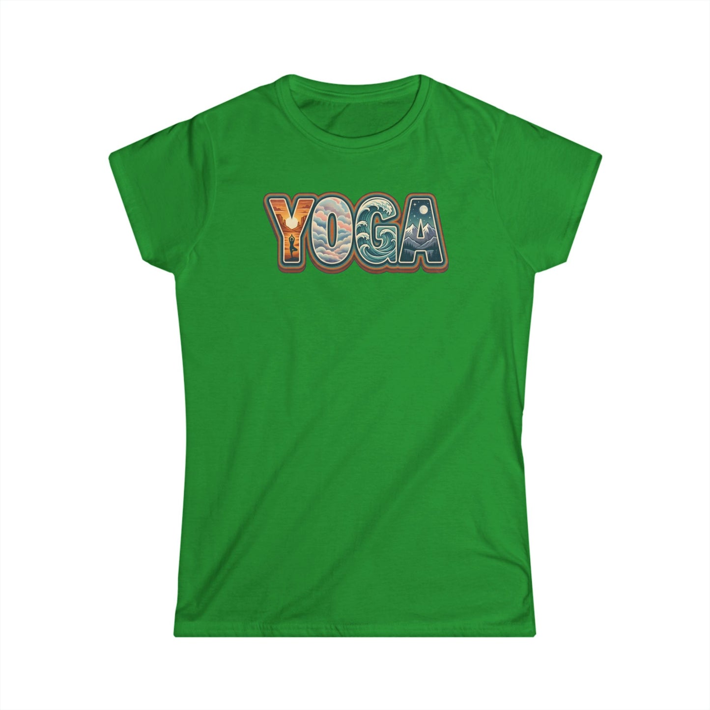 Yoga Women’s Tee — Retro Floral 'YOGA' Graphic Shirt