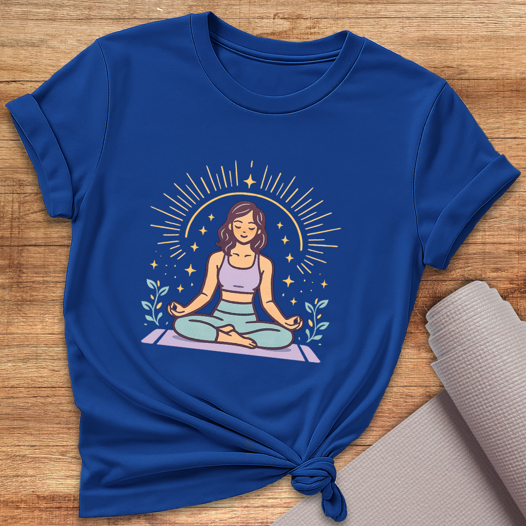 Cartoon Woman Yoga T-Shirt
