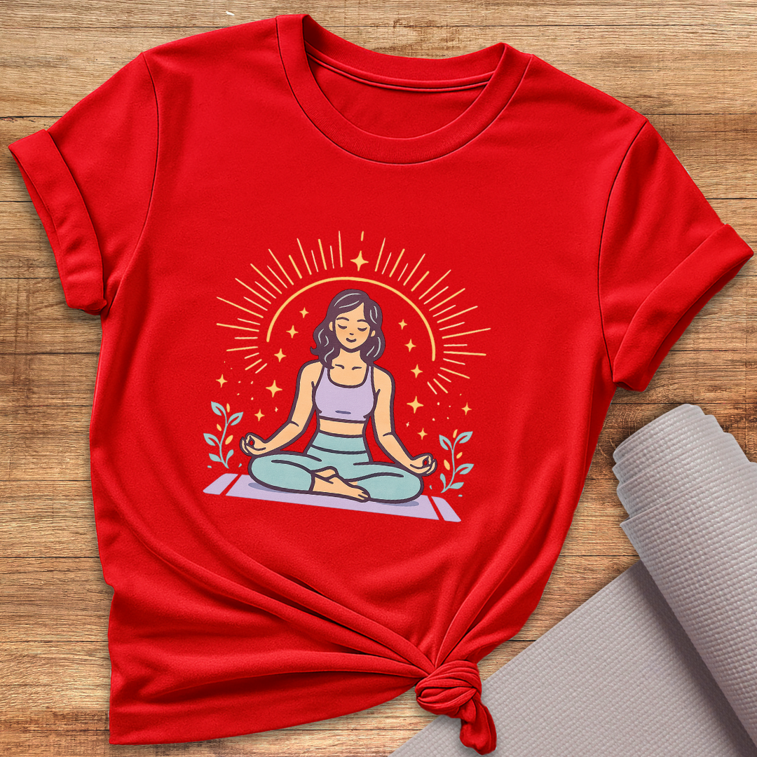 Cartoon Woman Yoga T-Shirt