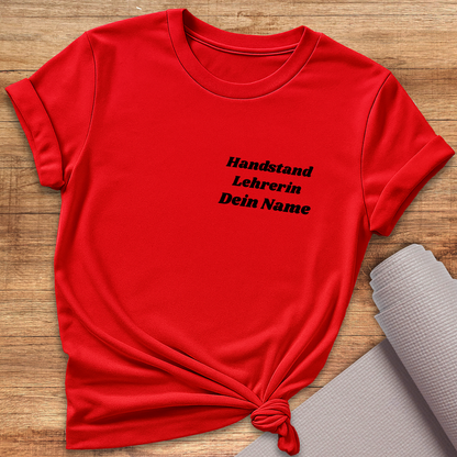 Personalisiertes T-Shirt für Handstand Lehrerin (Druck vorne & hinten)