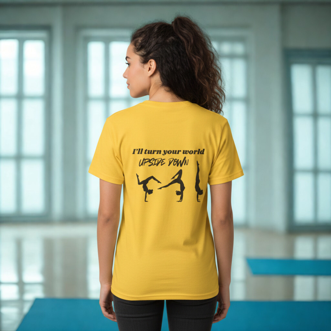 Personalisiertes T-Shirt für Handstand Lehrerin (Druck vorne & hinten)