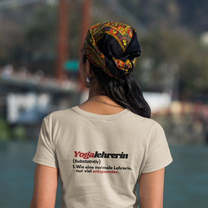 Beidseitig bedrucktes Yogalehrerin T-Shirt